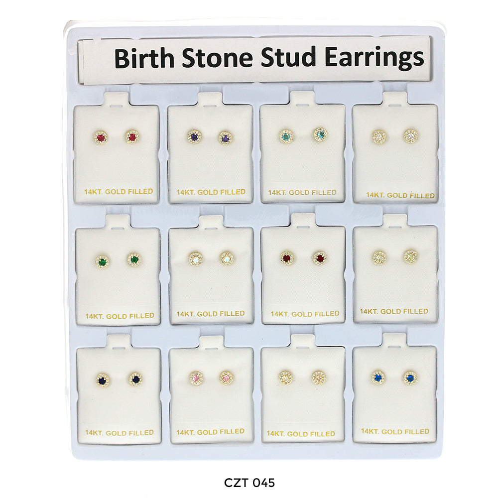 3 MM Round Birthstone Stud Earrings CZT 045