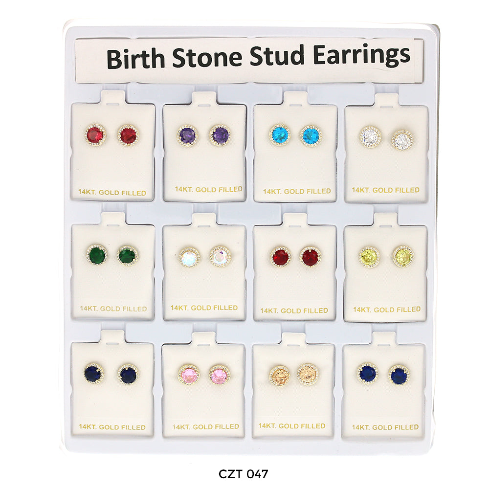 7 MM Round Birthstone Stud Earrings CZT 047