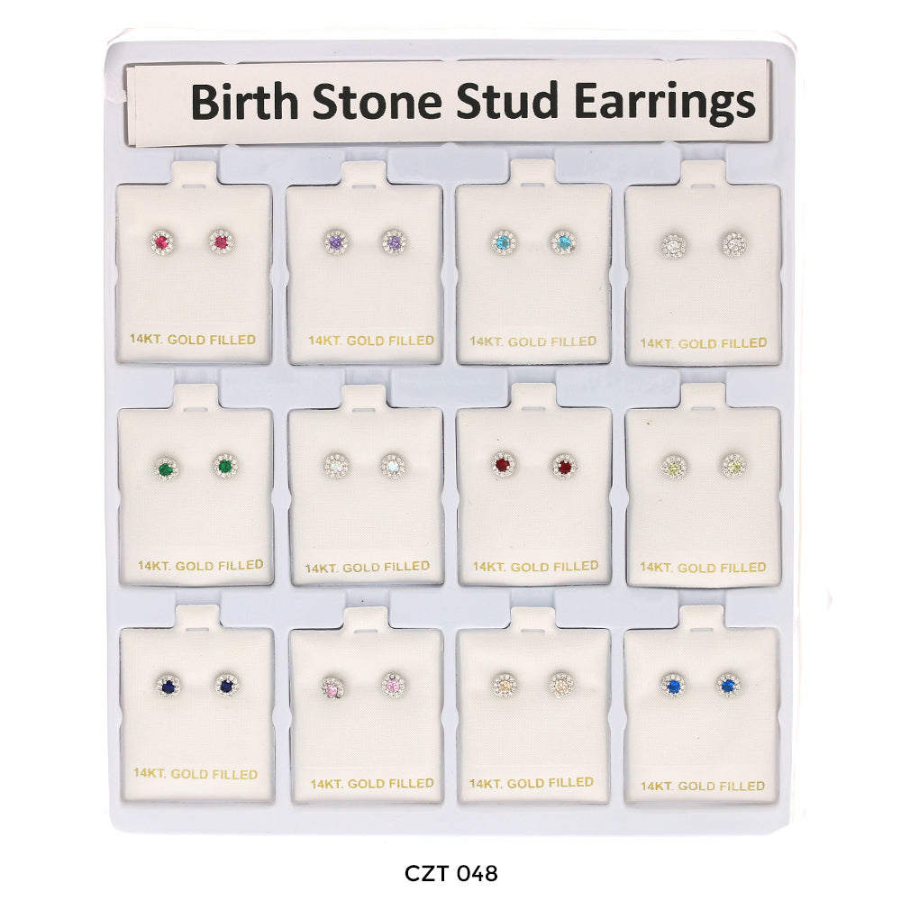 3 MM Round Birthstone Stud Earrings CZT 048