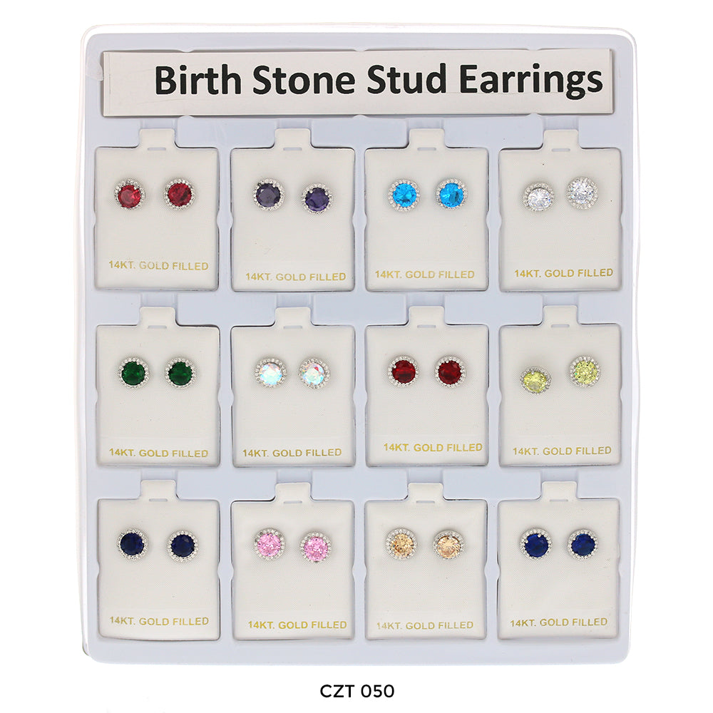 7 MM Round Birthstone Stud Earrings CZT 050