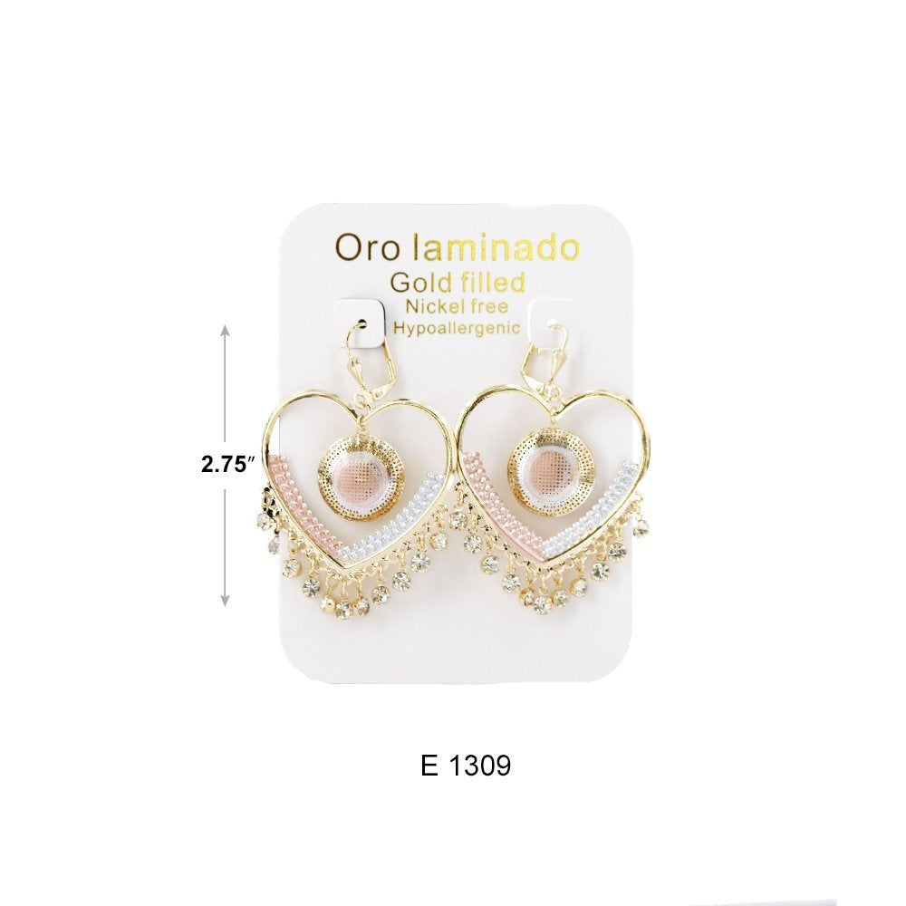 Heart With Stones Hoop Earrings E 1309