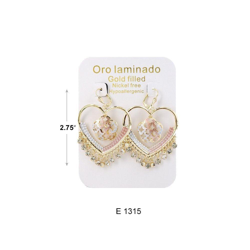 Heart With Stones Hoop Earrings E 1315