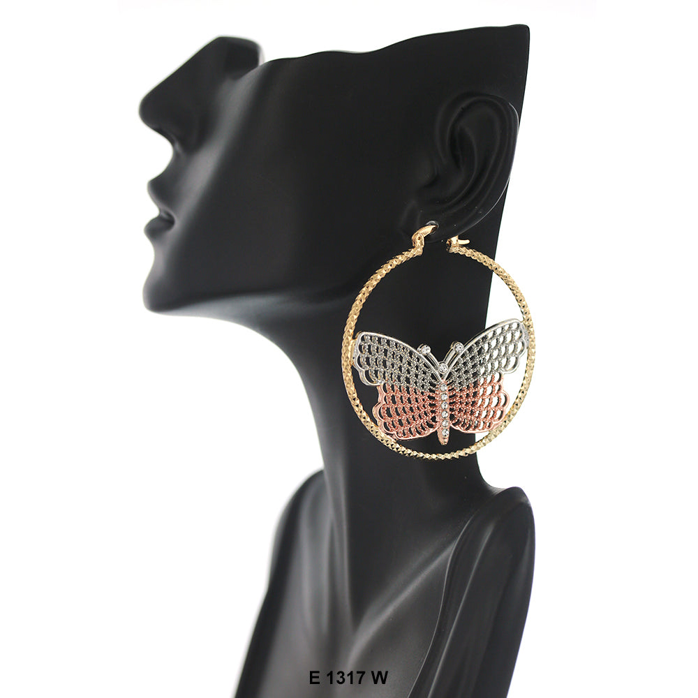 Butterfly Hoop Earrings E 1317 W