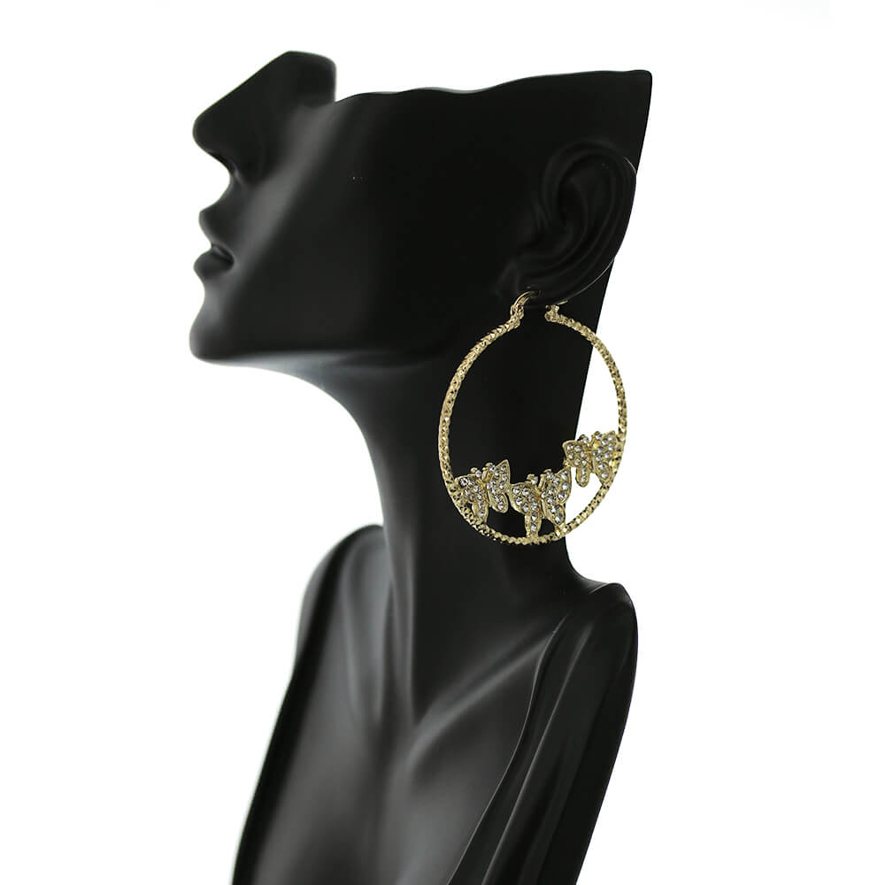 Butterfly Hoop Earrings E 1334 W