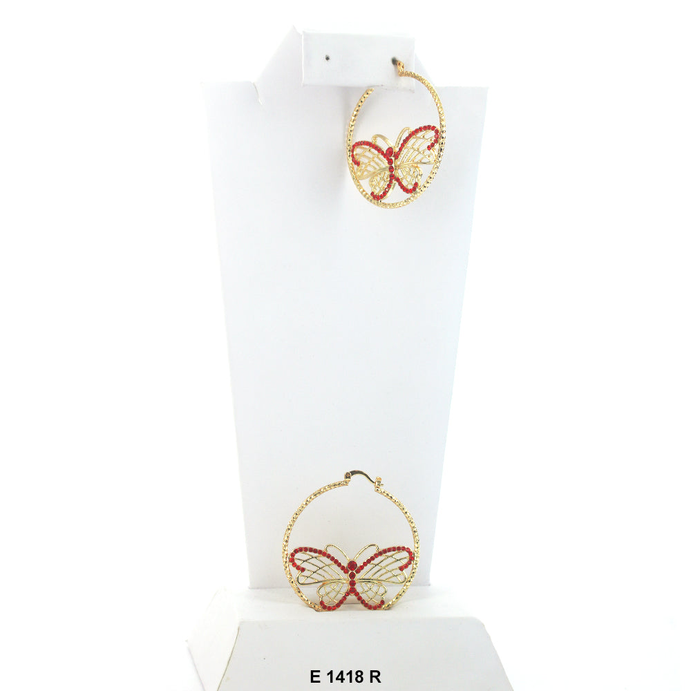 Butterfly Hoop Earrings E 1418 R