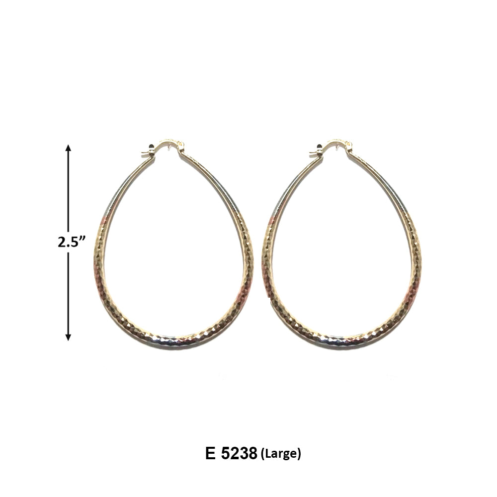 Oval Diamond Cut Tube Hoops E 5238