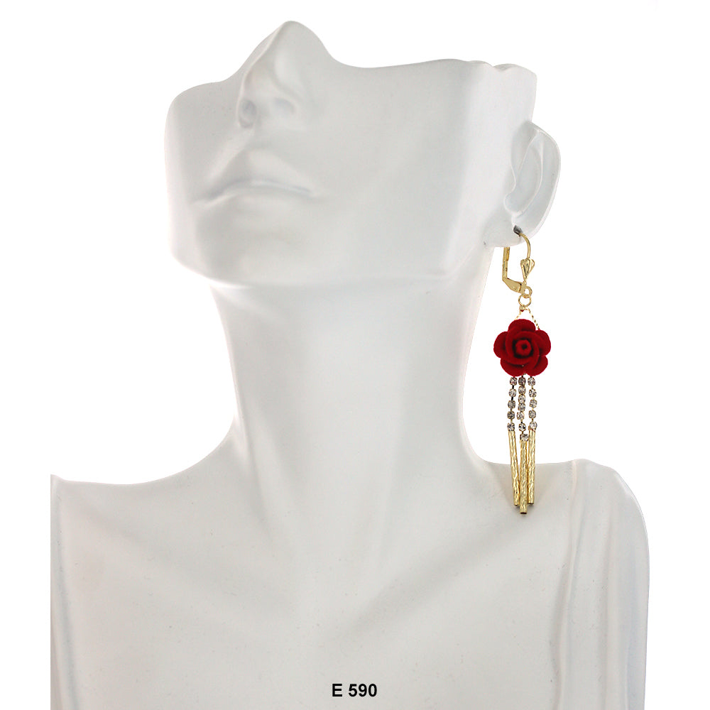 Rose Flower Earrings E 590
