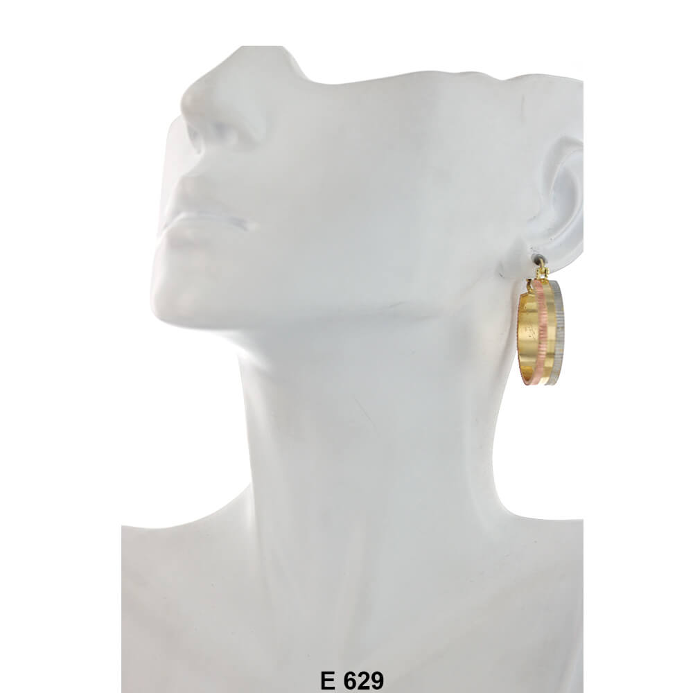 Diamond Cut Hoop Earrings E 629