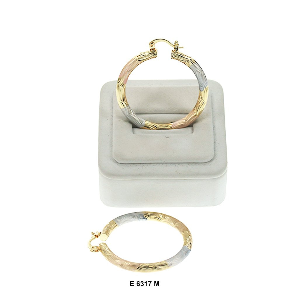 Engraved Design Hoop Earrings E 6317