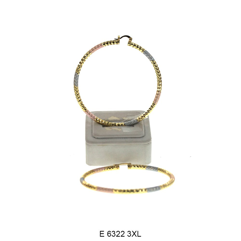 Engraved Design Hoop Earrings E 6322