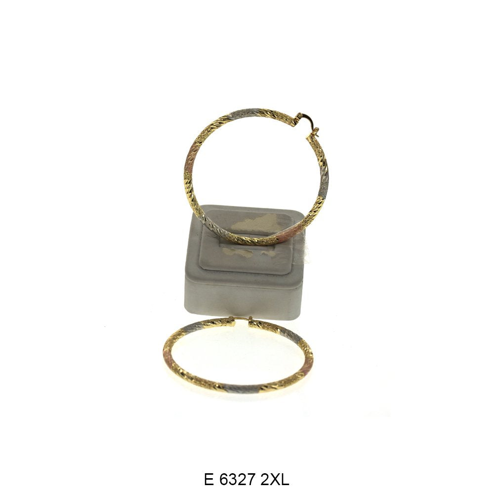 Engraved Design Hoop Earrings E 6327