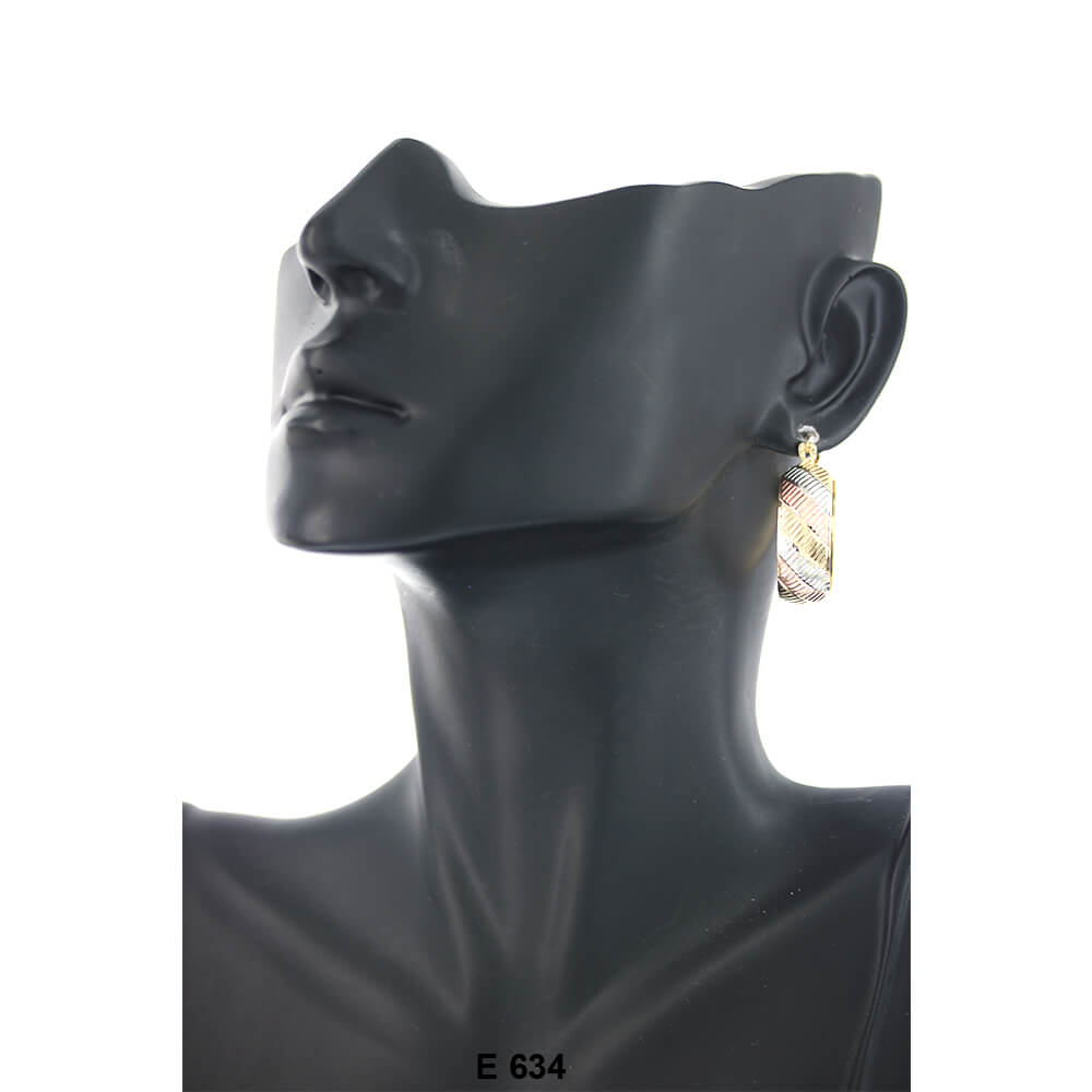 Diamond Cut Hoop Earrings E 634