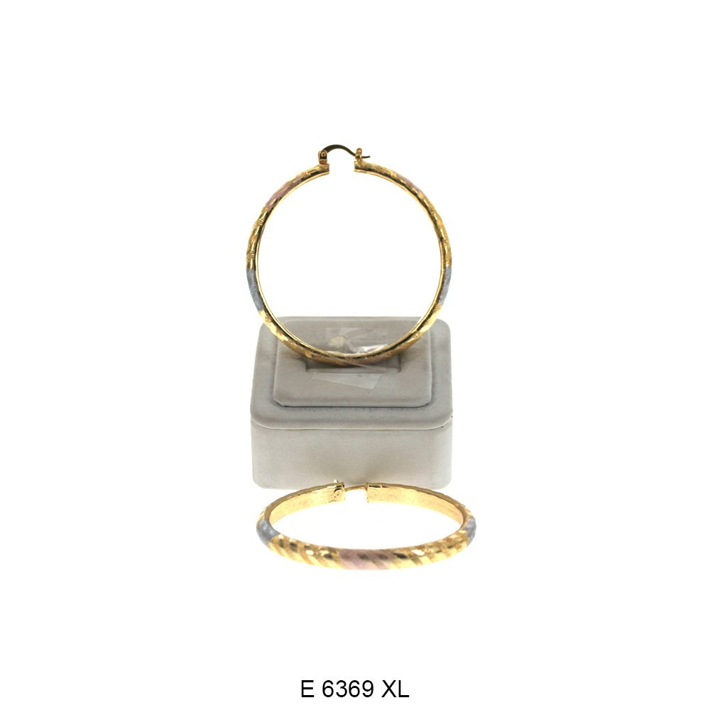 Engraved Design Hoop Earrings E 6369