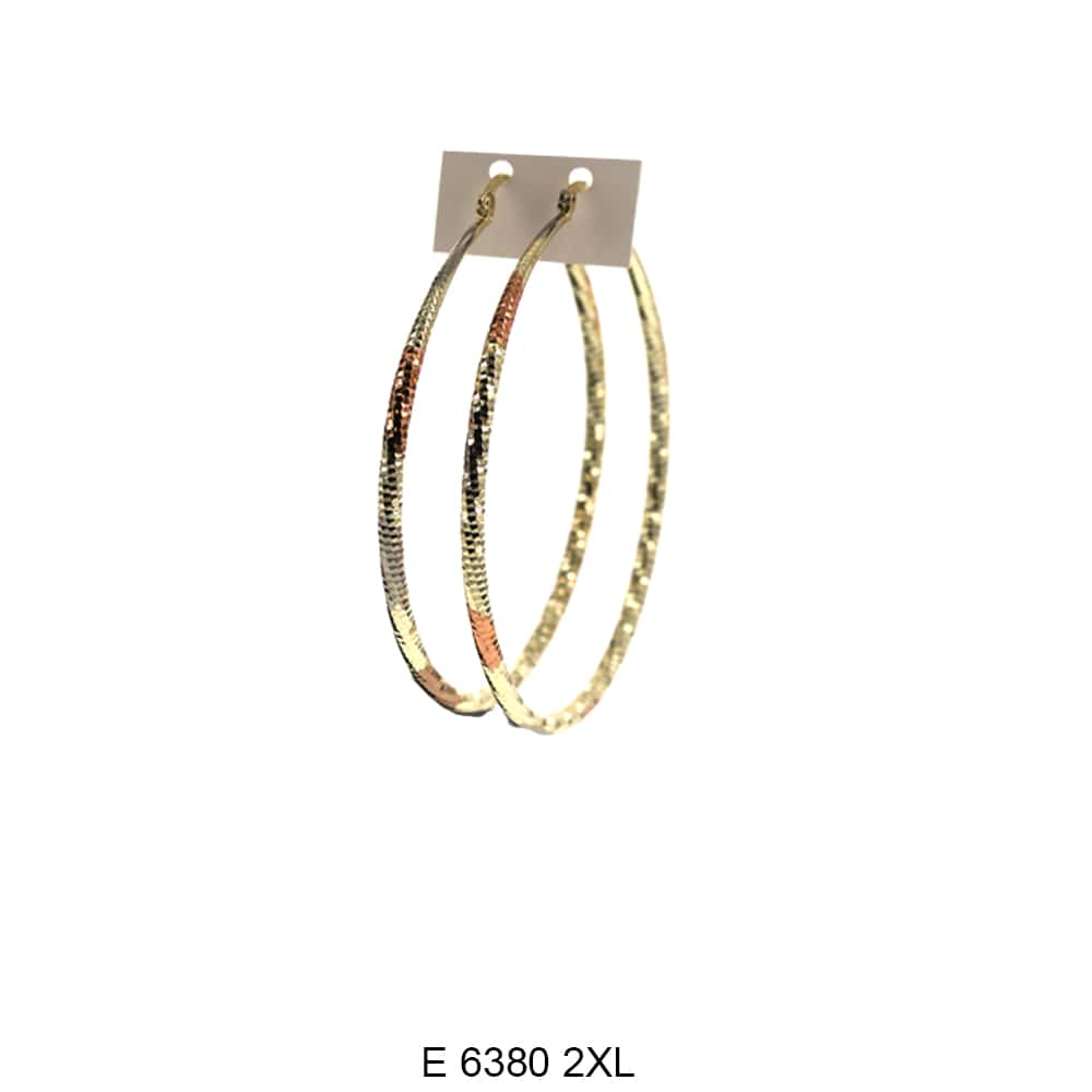 Engraved Design Hoop Earrings E 6380