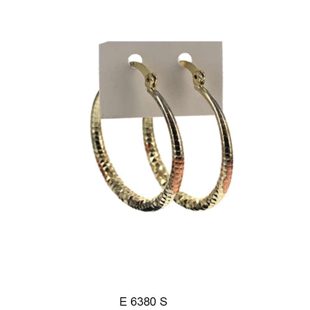 Engraved Design Hoop Earrings E 6380
