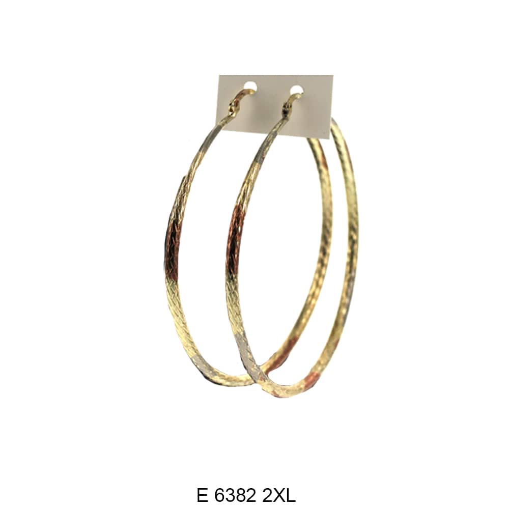 Engraved Design Hoop Earrings E 6382