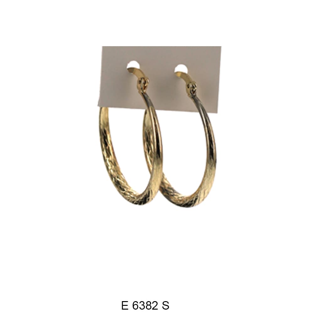 Engraved Design Hoop Earrings E 6382