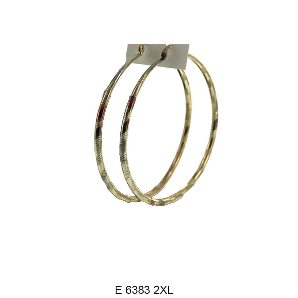 Engraved Design Hoop Earrings E 6383