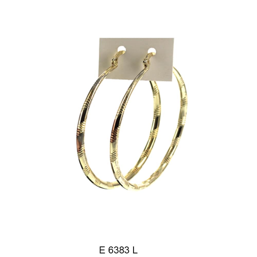 Engraved Design Hoop Earrings E 6383