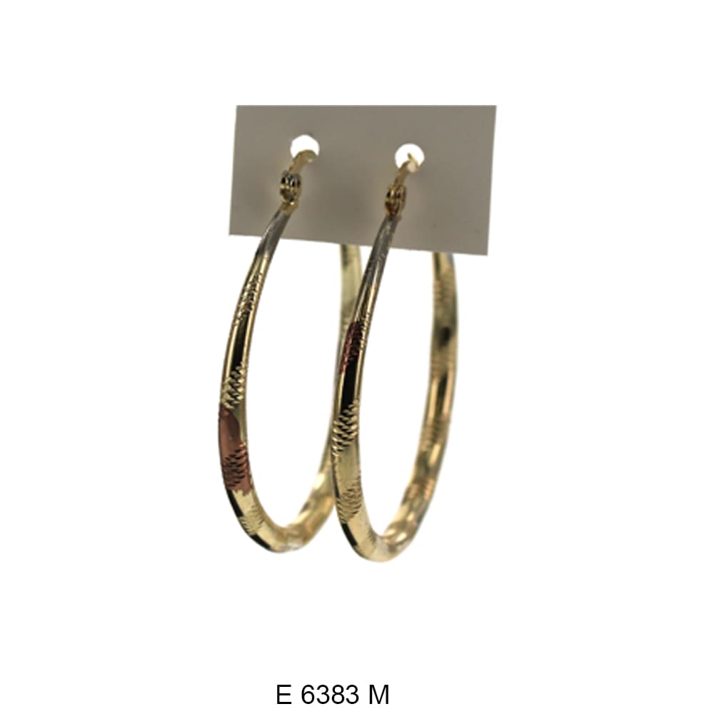 Engraved Design Hoop Earrings E 6383