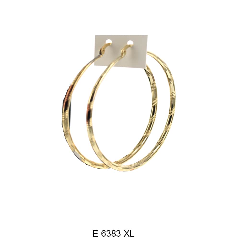 Engraved Design Hoop Earrings E 6383