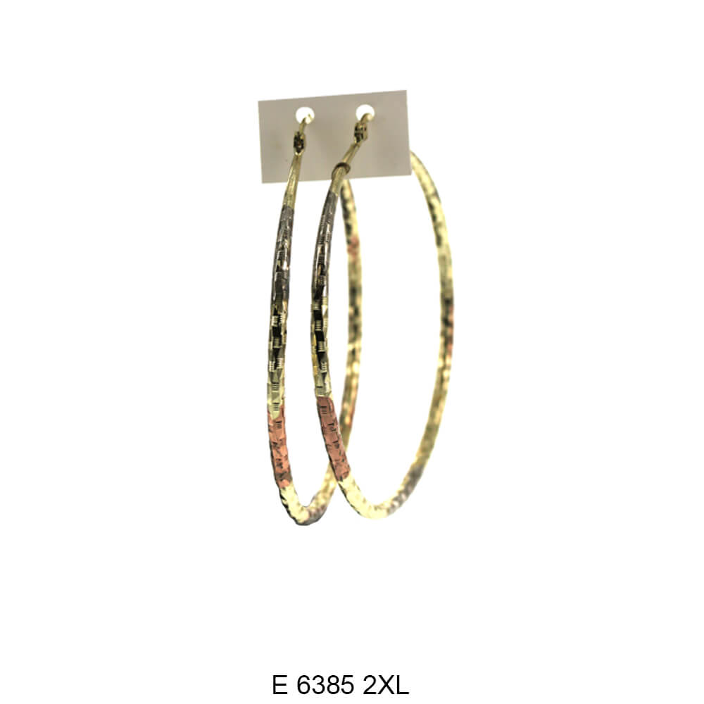 Engraved Design Hoop Earrings E 6385