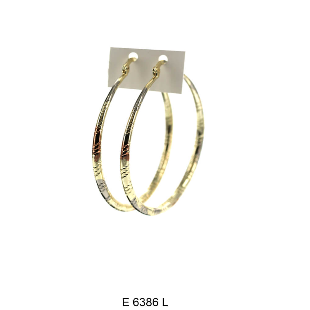 Engraved Design Hoop Earrings E 6386