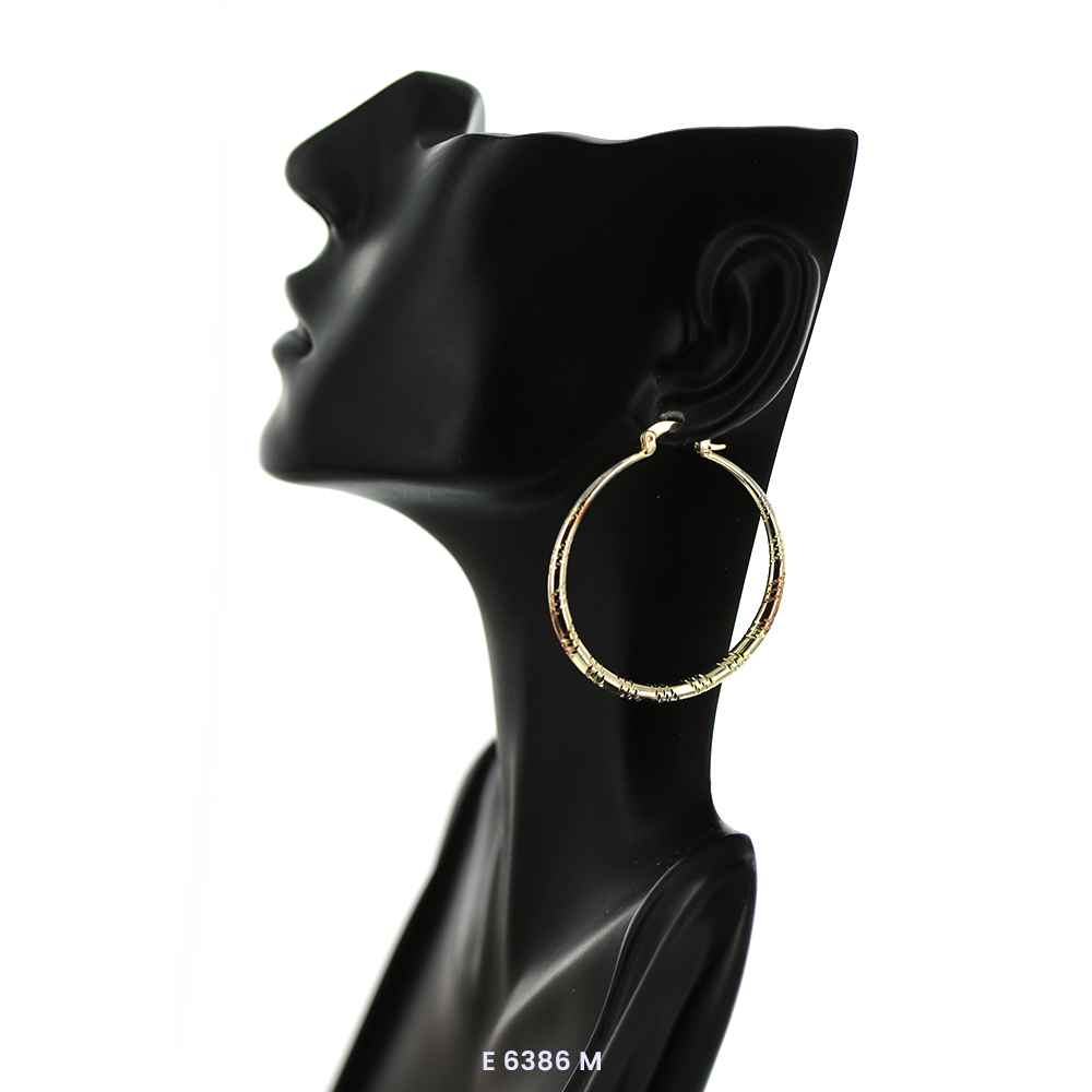 Engraved Design Hoop Earrings E 6386