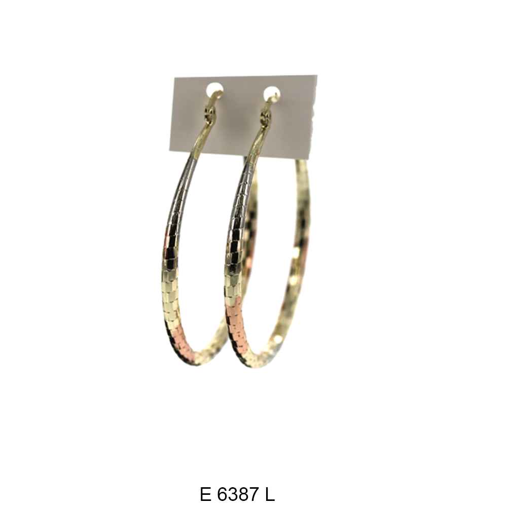 Engraved Design Hoop Earrings E 6387