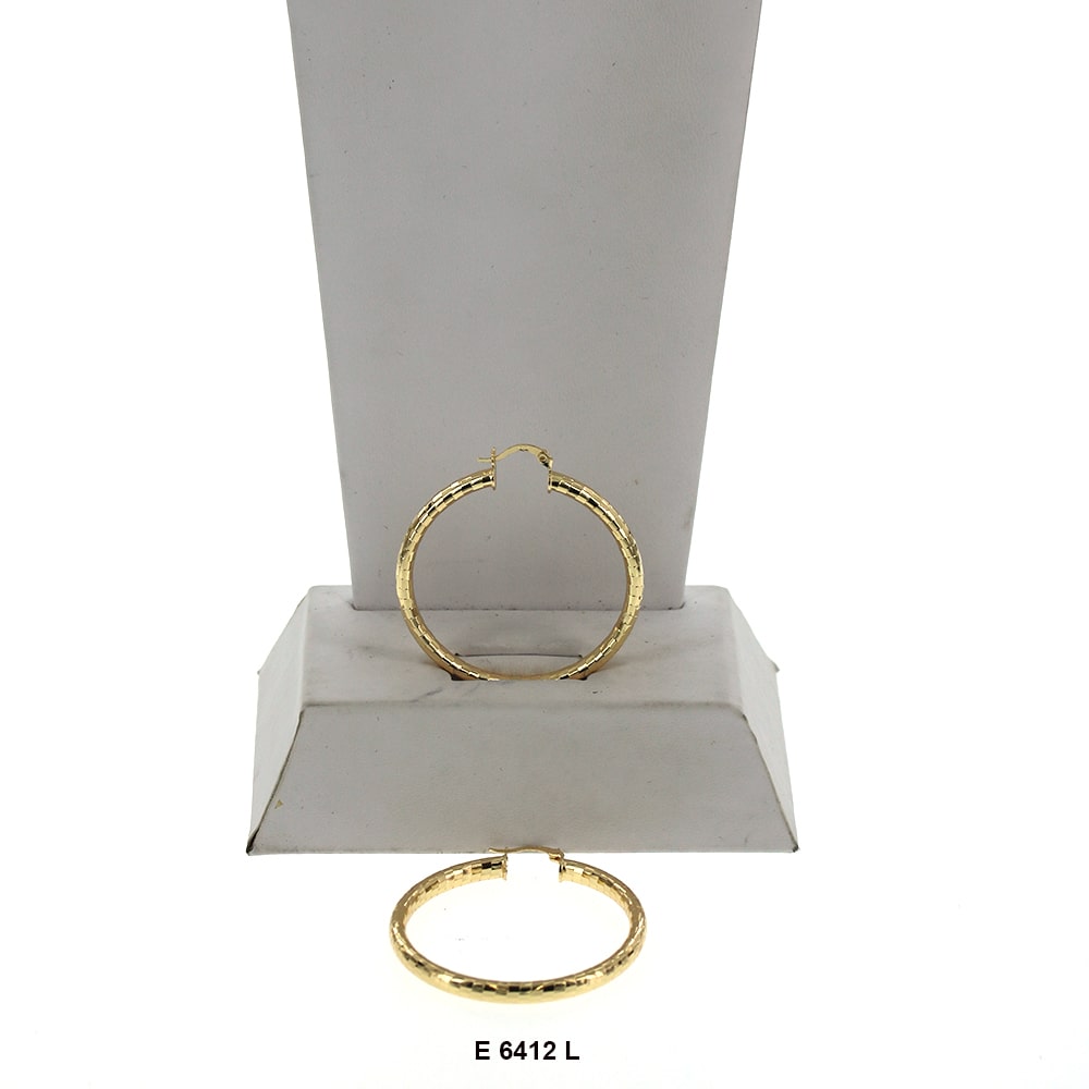 Engraved Design Hoop Earrings E 6412