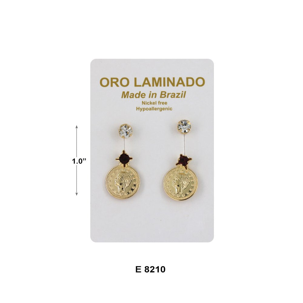 Coin With Stones Telephone Earrings E8210