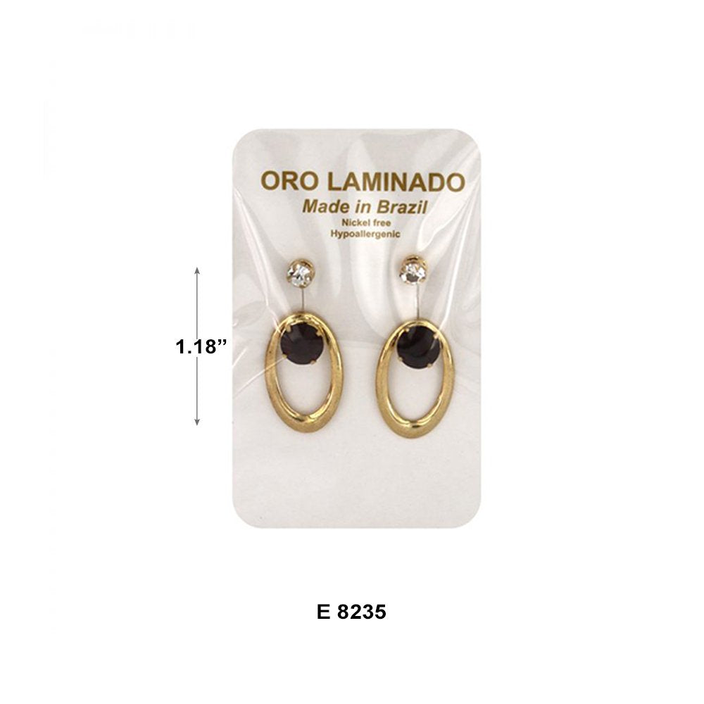 Oval With Stones Telephone Earrings E 8235