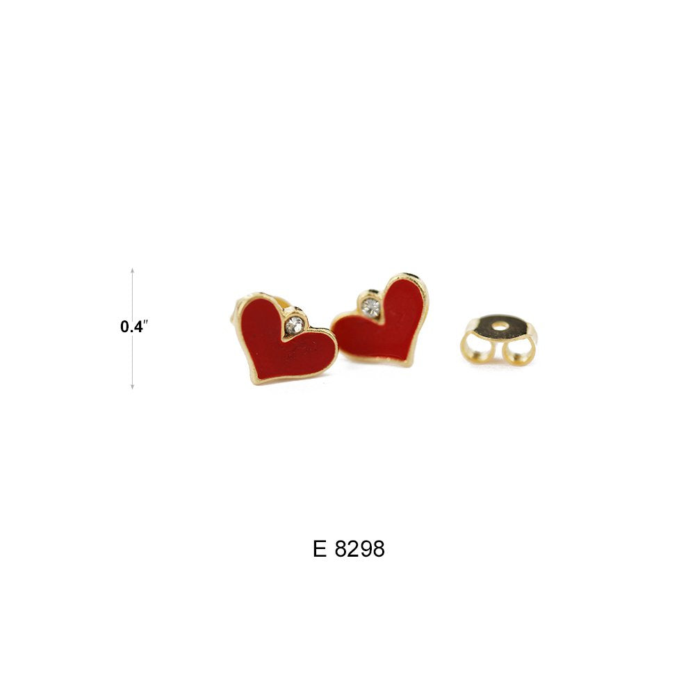 Red Heart Stud Earrings E 8298