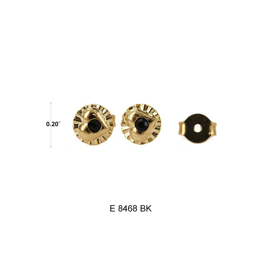 Heart Circle Stud Earrings E 8468 BK