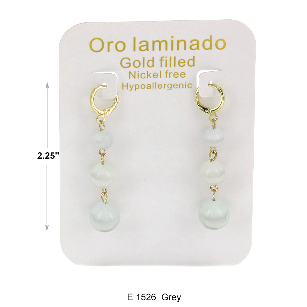 Pendientes Chapados en Oro E 1526 Gris