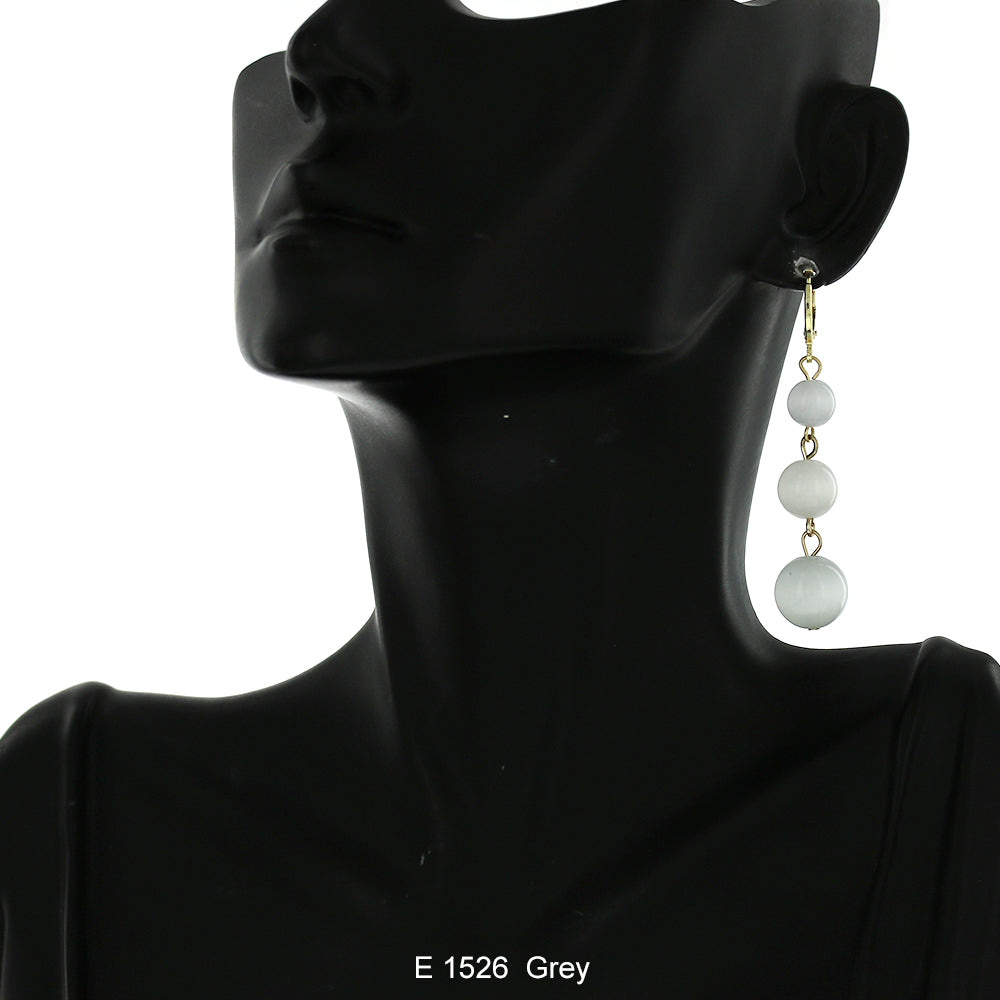 Gold Plated Earrings E 1526 Grey