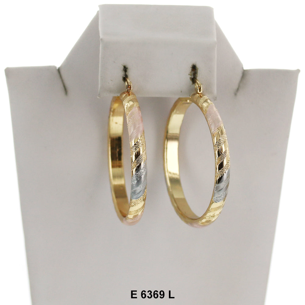 Engraved Design Hoop Earrings E 6369 L
