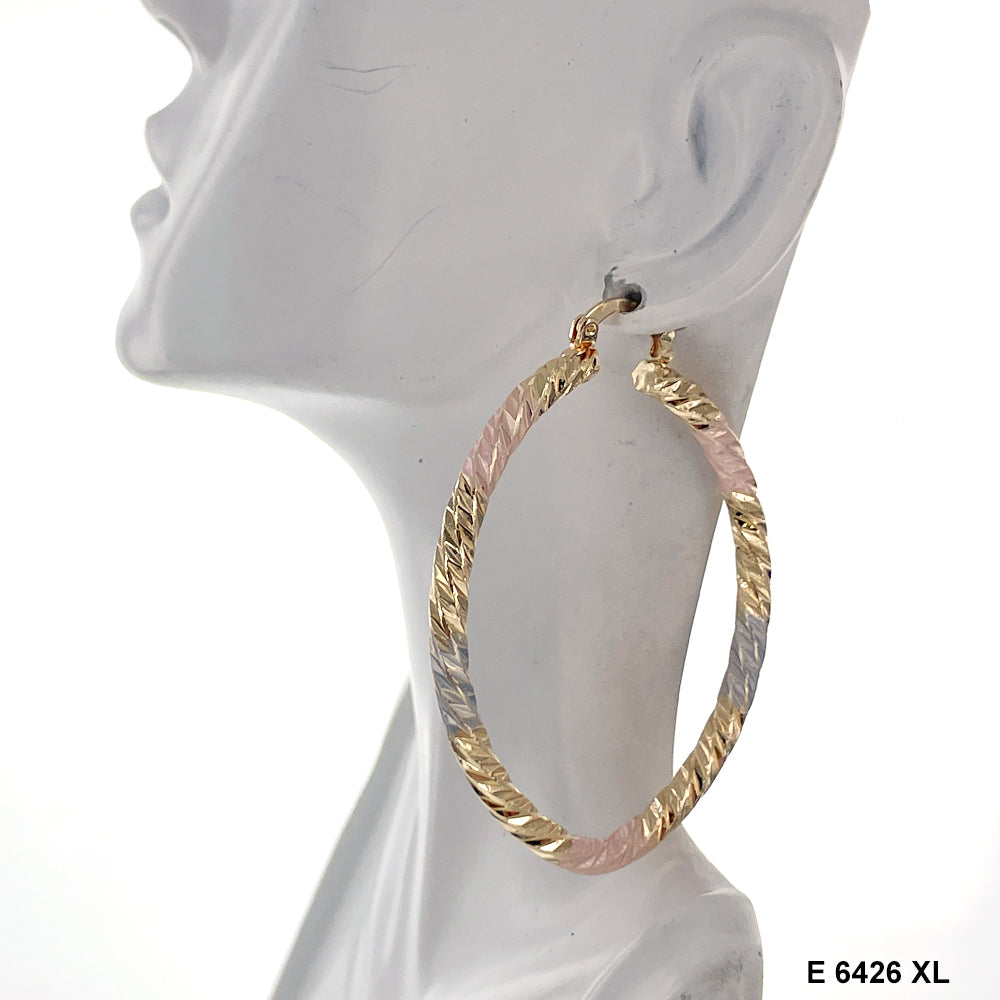 Engraved Design Hoop Earrings E 6426 XL