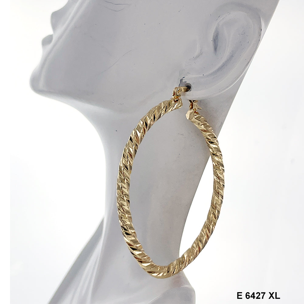 Engraved Design Hoop Earrings E 6427 XL