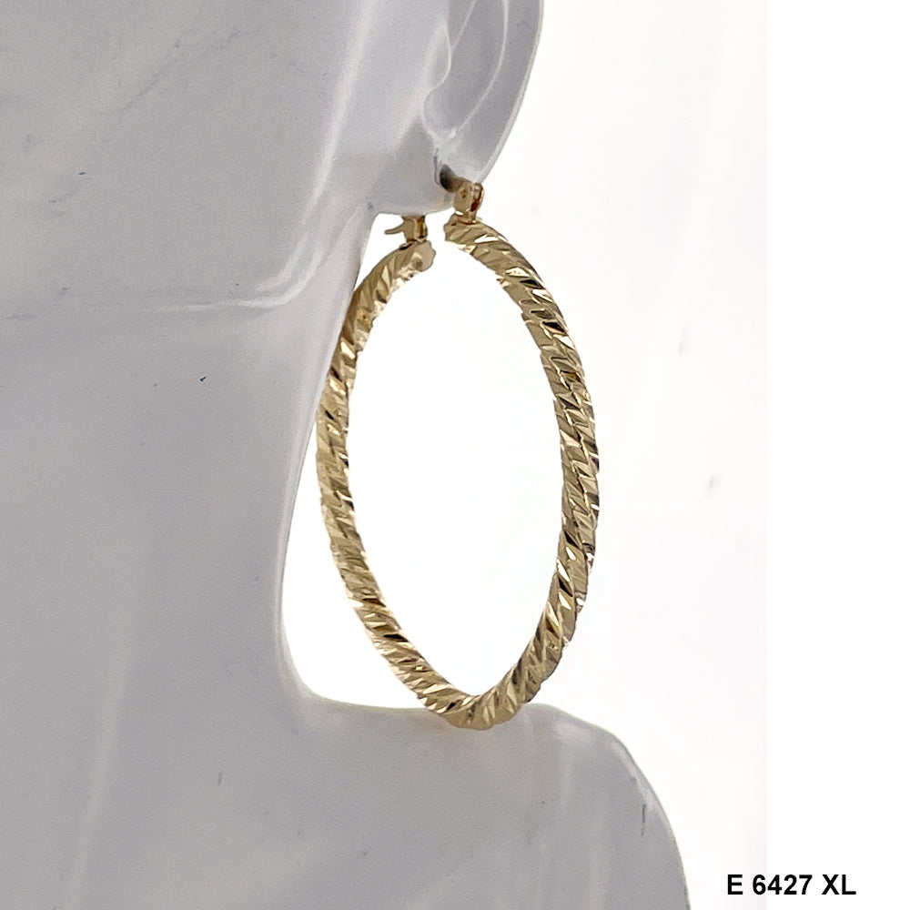 Engraved Design Hoop Earrings E 6427 XL