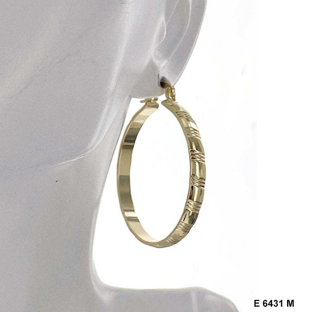 Engraved Design Hoop Earrings E 6431 M