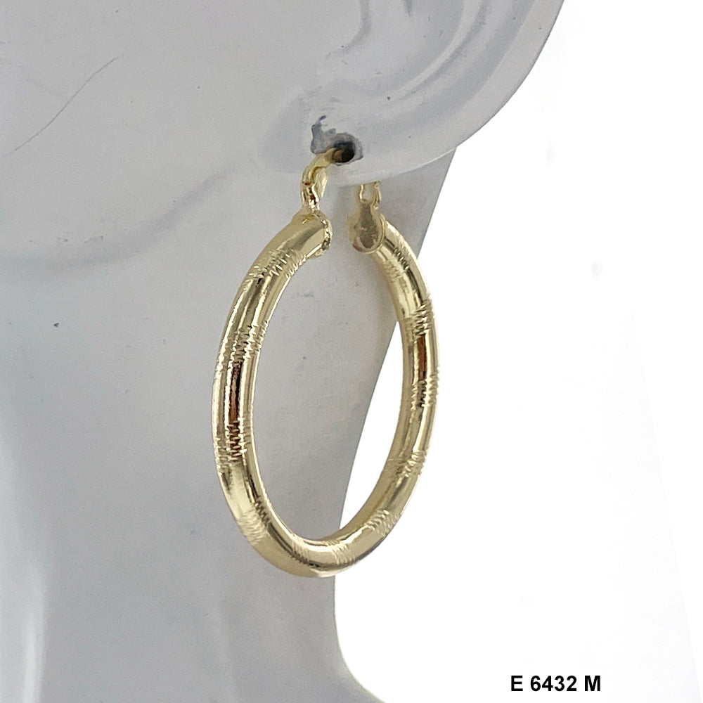 Engraved Design Hoop Earrings E 6432 M