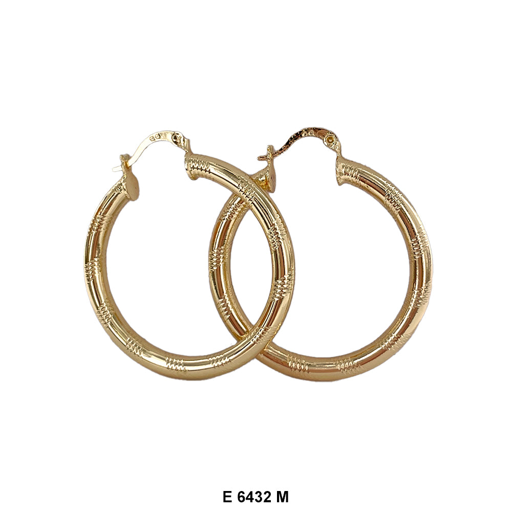 Engraved Design Hoop Earrings E 6432 M