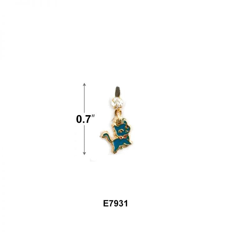 PENDIENTES GATO AZUL E7931