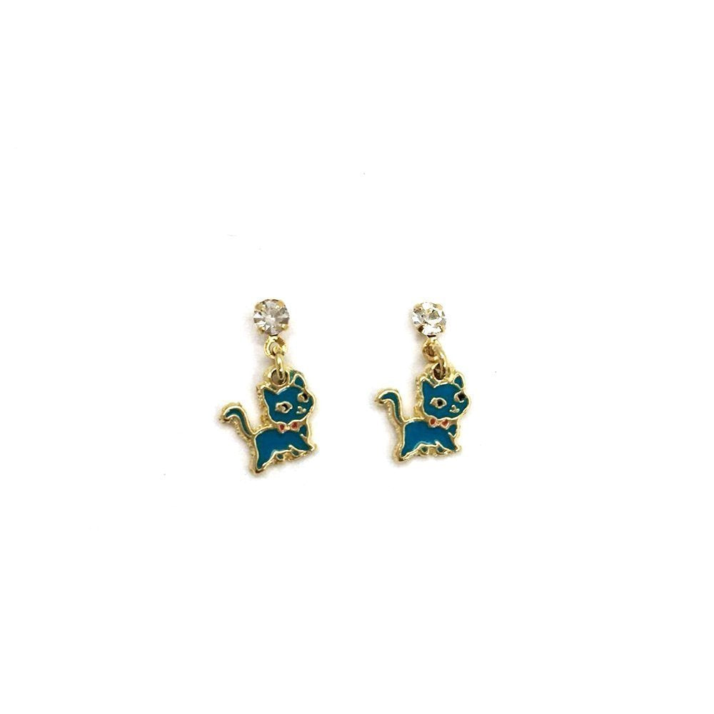 PENDIENTES GATO AZUL E7931