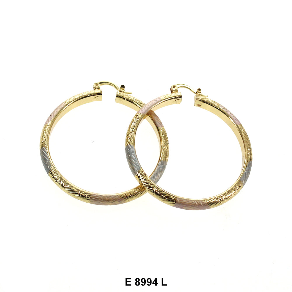 Engraved Design Hoop Earrings E 8994 L
