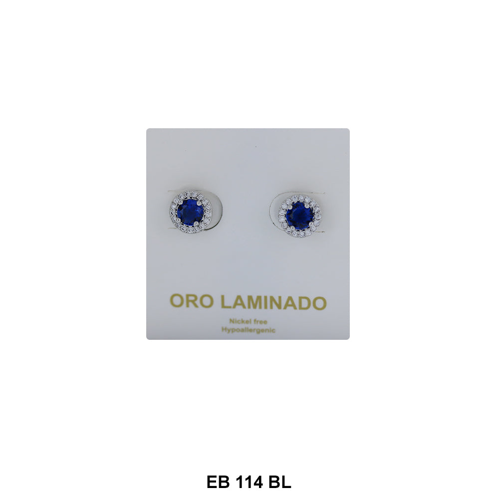 Pendientes de tuerca de circonita cúbica de 6 mm EB 114 BL