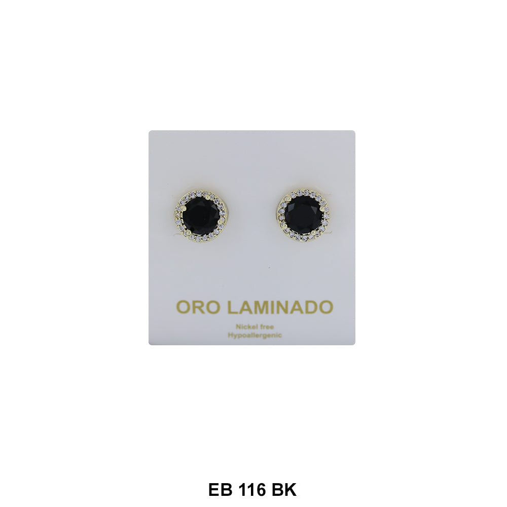 Pendientes de tuerca de circonita cúbica de 8 mm EB 116 BK