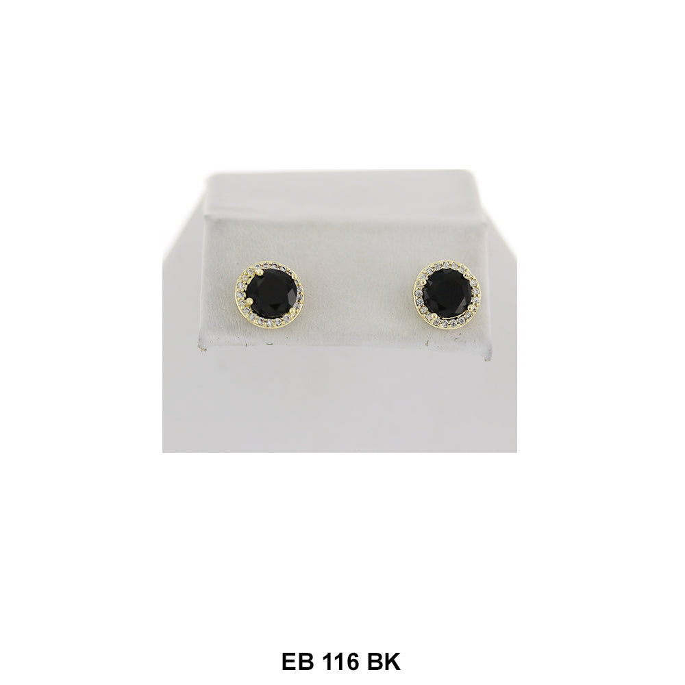 Pendientes de tuerca de circonita cúbica de 8 mm EB 116 BK