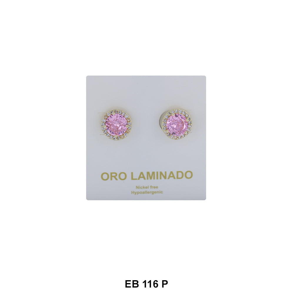 Pendientes de tuerca de circonita cúbica de 8 mm EB 116 P